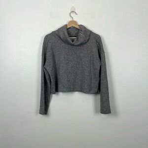 DKNY Cropped Pullover Sweater Womens Small Turtleneck Zip Closure Long Sleeves